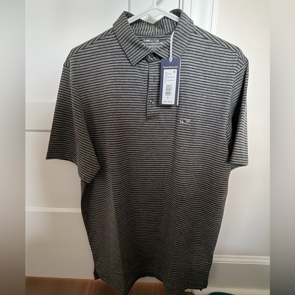 Vineyard Vines Men's Gray Striped Polo Shirt
